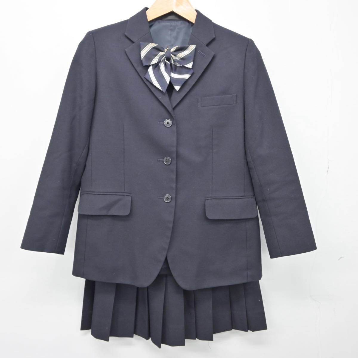 【中古】福岡県 久留米大学附設高等学校 女子制服 4点（ブレザー・ニット・スカート）sf030496