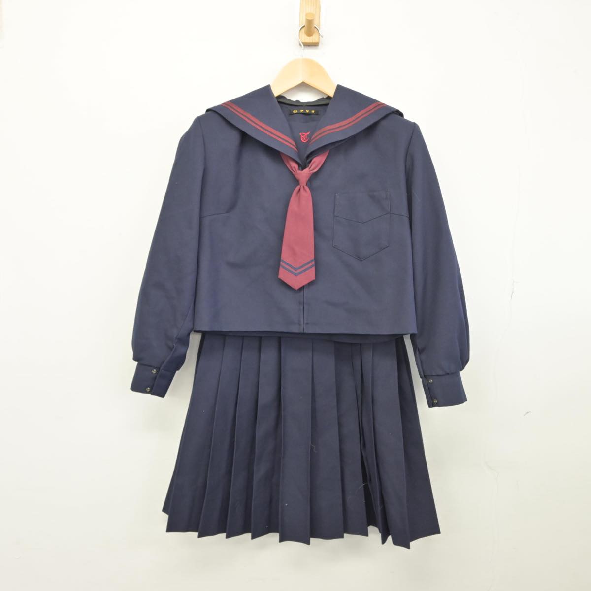 コスプレ衣装 堺市立津久野中学校 冬服 セーラー服 記名 3点セット 上下セット