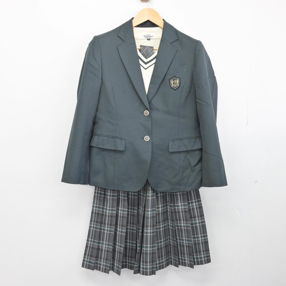 【中古】兵庫県 尼崎稲園高等学校 女子制服 5点（ブレザー・ニット・スカート）sf032135