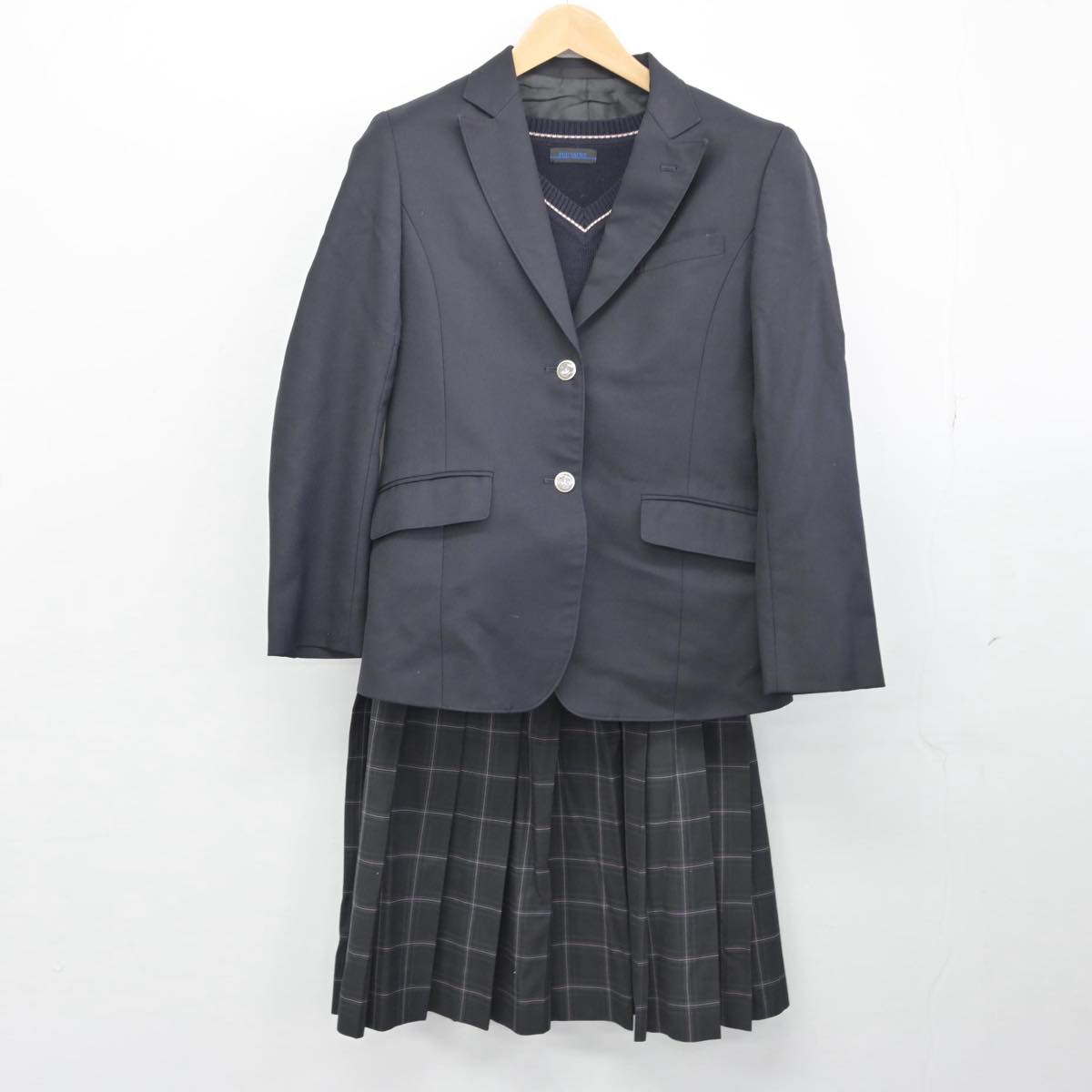 【中古】神奈川県 日本大学藤沢高等学校 女子制服 3点（ブレザー・ニット・スカート）sf032154