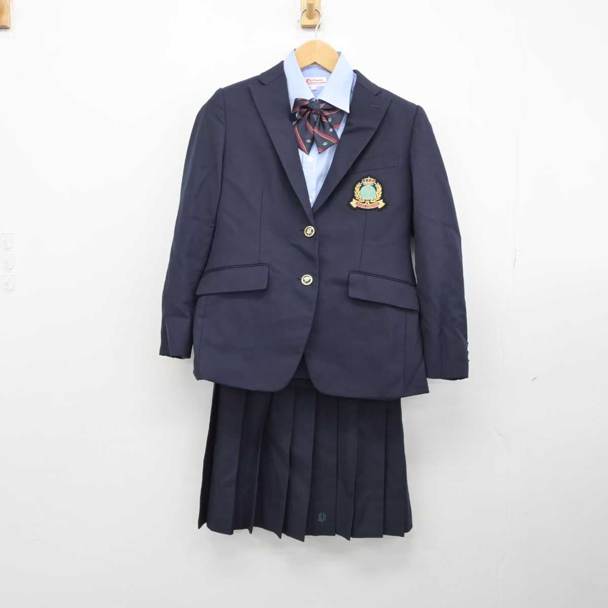 【中古】大阪府 大阪学芸高等学校附属中学校 女子制服 5点（ブレザー・シャツ・ニット・スカート）sf032606