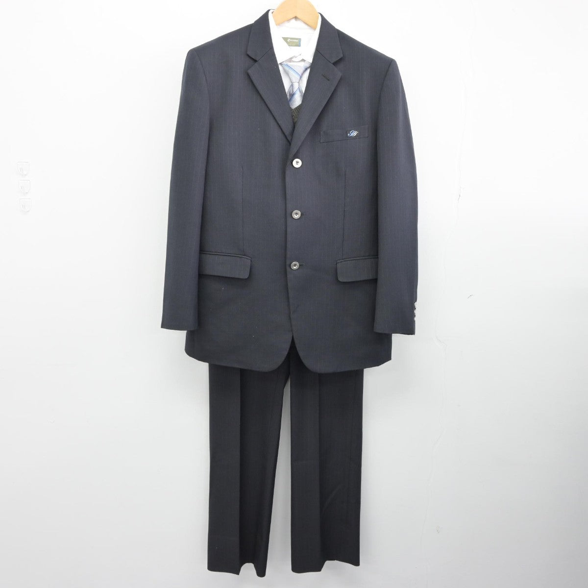 【中古】福岡県 柳川高等学校 男子制服 5点（ブレザー・ニット・シャツ・ズボン）sf033228