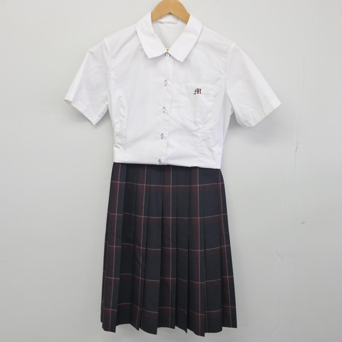 中古】熊本県 御船高等学校 女子制服 2点（シャツ・スカート