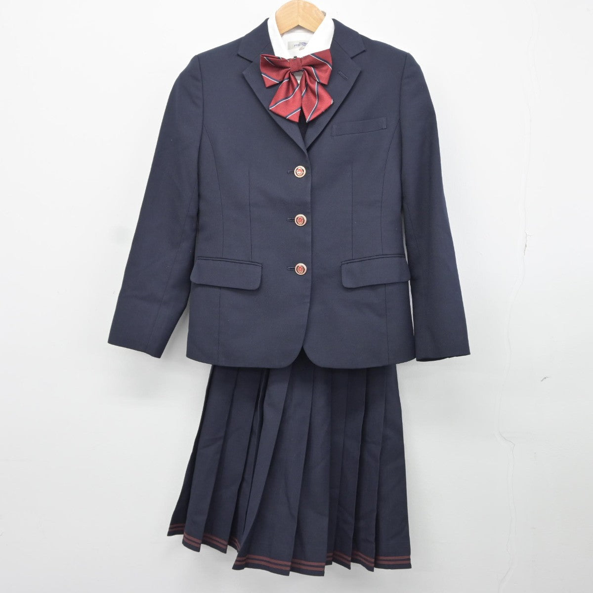 【中古】静岡県 浜松開誠館高等学校 女子制服 5点（ブレザー・ニット・シャツ・スカート）sf036116