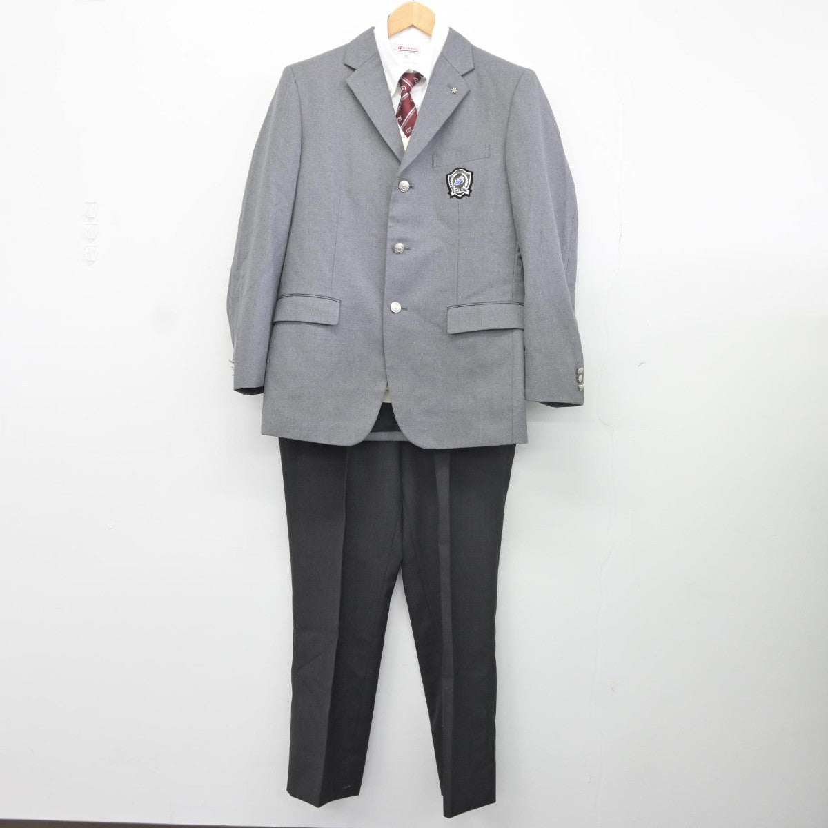 【中古】大阪府 常翔啓光学園中学校高等学校 男子制服 5点（ブレザー・ニット・シャツ・ズボン）sf037899