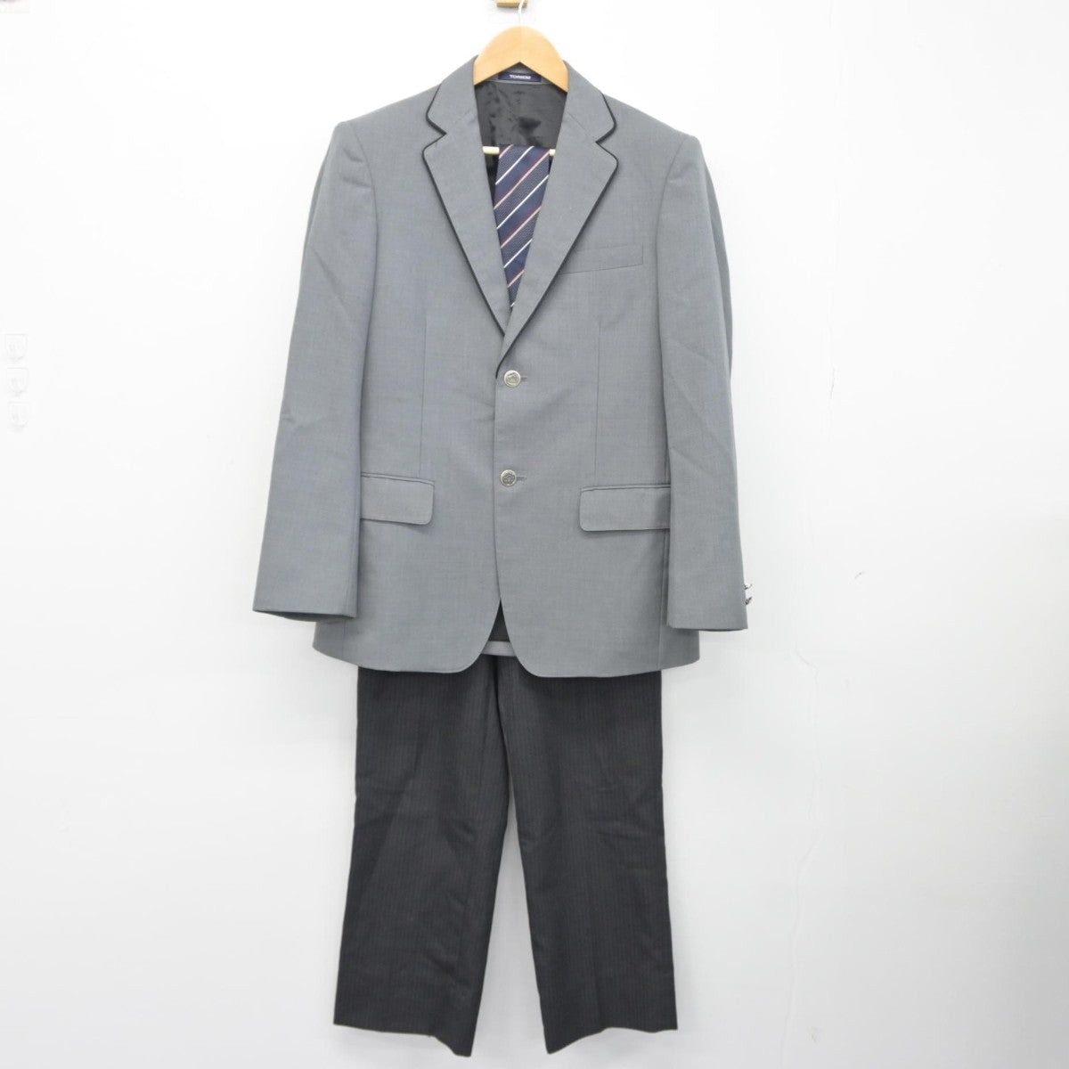 【中古】茨城県 つくば国際大学高等学校 男子制服 4点（ブレザー・ニット・ズボン）sf038466