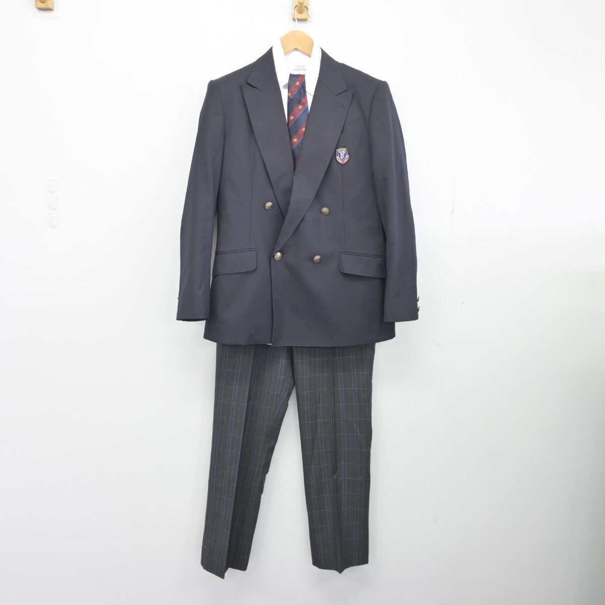 【中古】東京都 府中西高等学校 男子制服 4点（ブレザー・シャツ・ズボン）sf038707