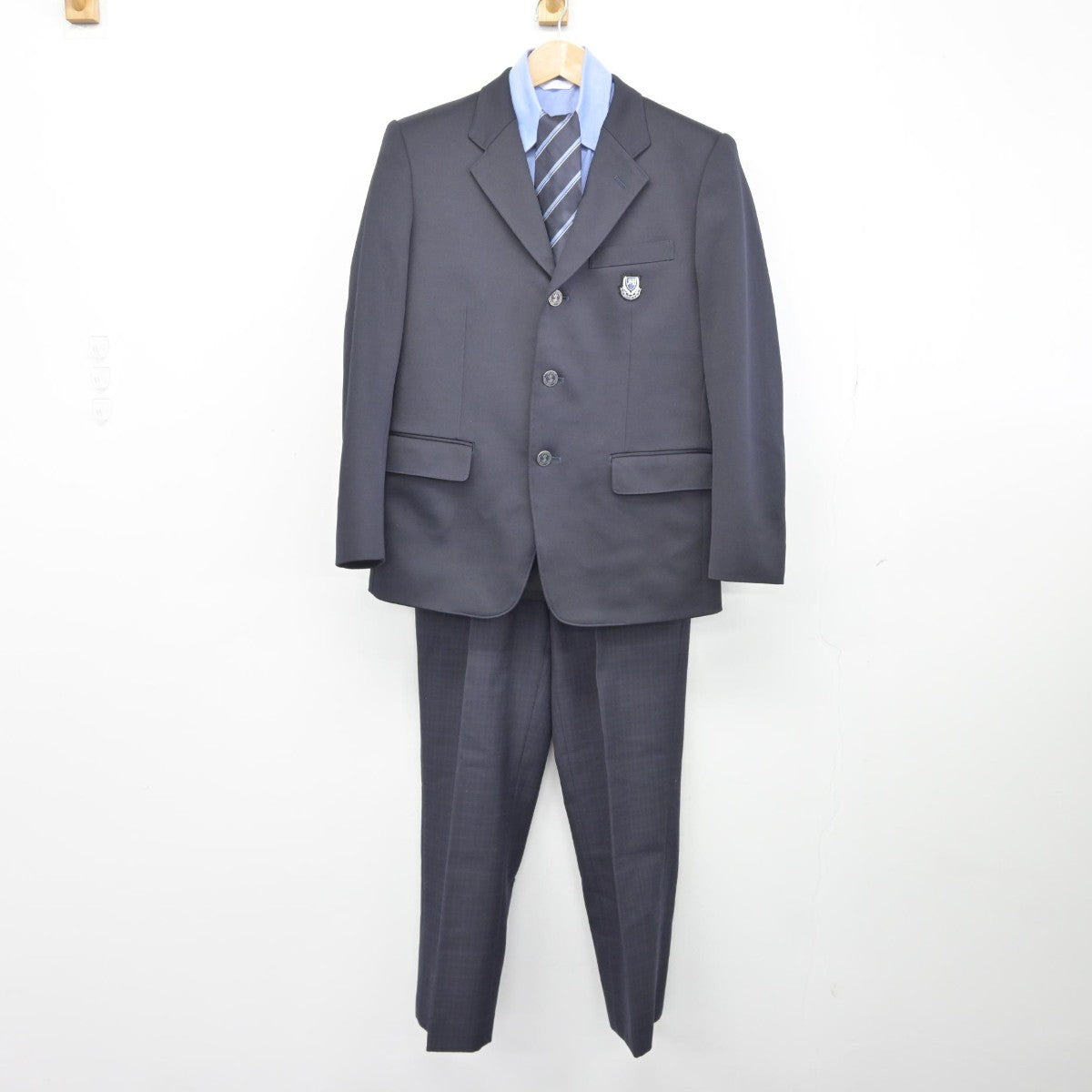 【中古】北海道 札幌新陽高等学校 男子制服 5点（ブレザー・シャツ・ニット・ズボン）sf038793