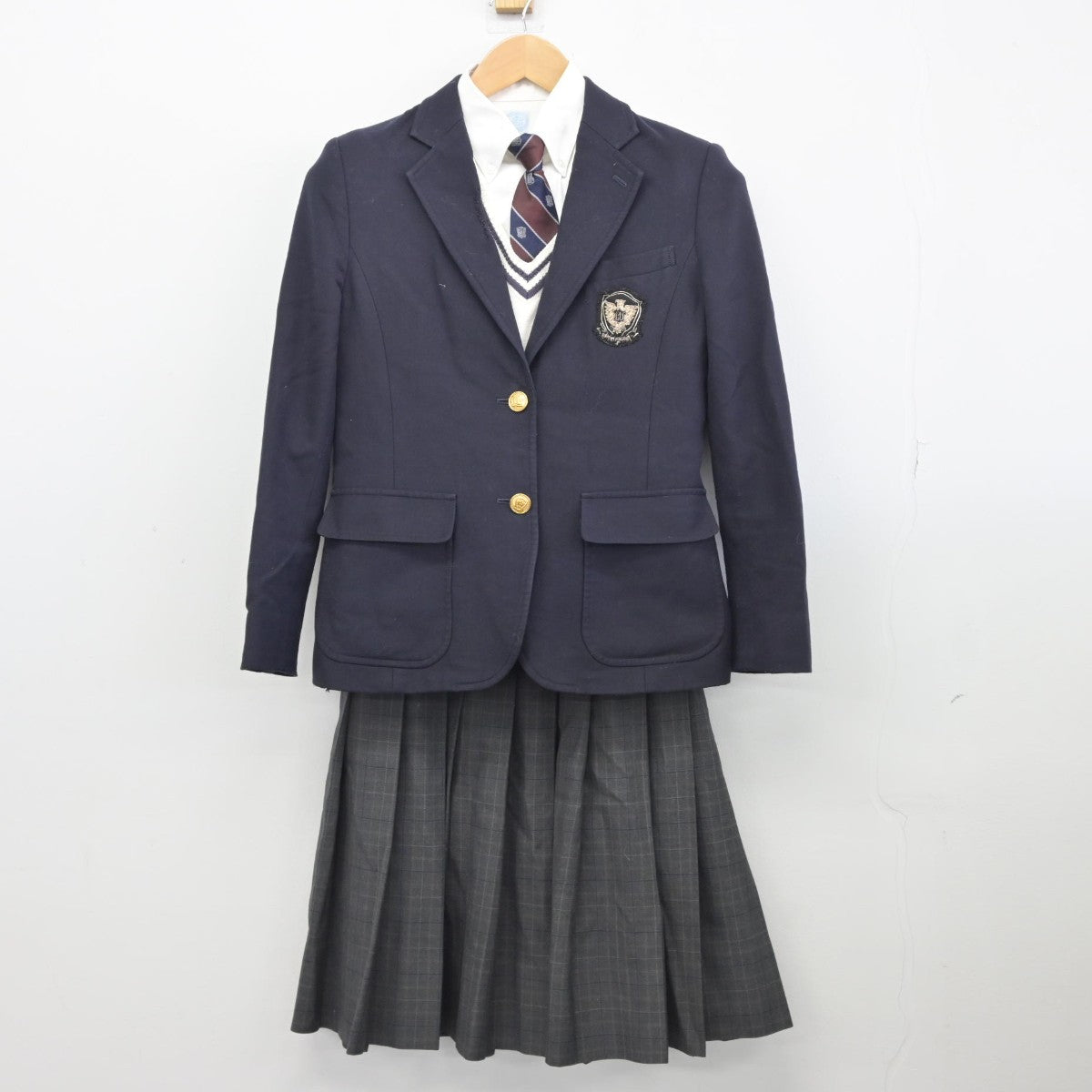 【中古】福岡県 上智福岡中学高等学校 女子制服 6点（ブレザー・ニット・シャツ・スカート）sf038840