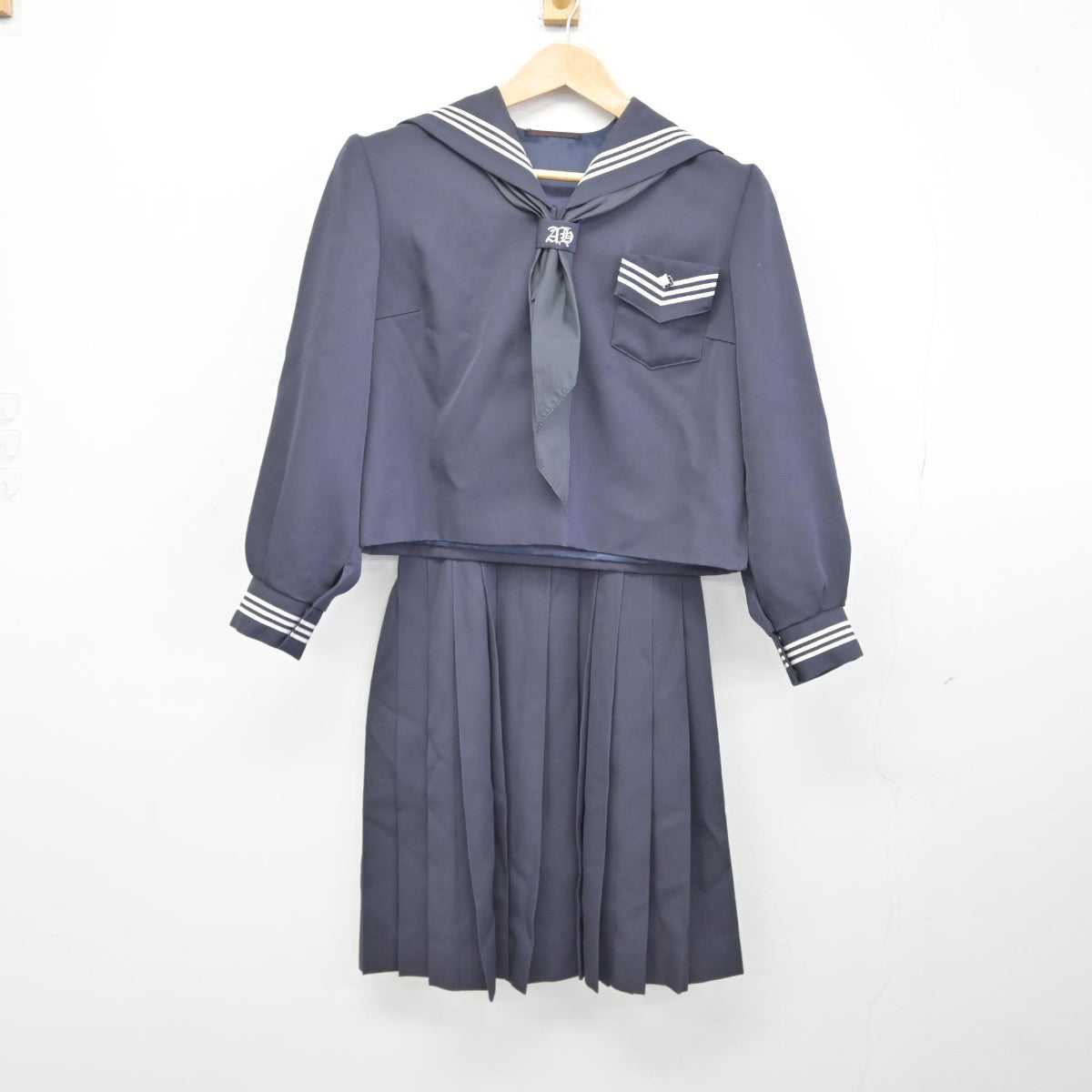 中古】福島県 安達高等学校 女子制服 3点（セーラー服・スカート 
