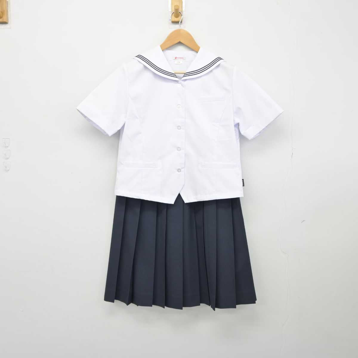 【中古】福井県 北陸高等学校 女子制服 2点（セーラー服・スカート）sf039515