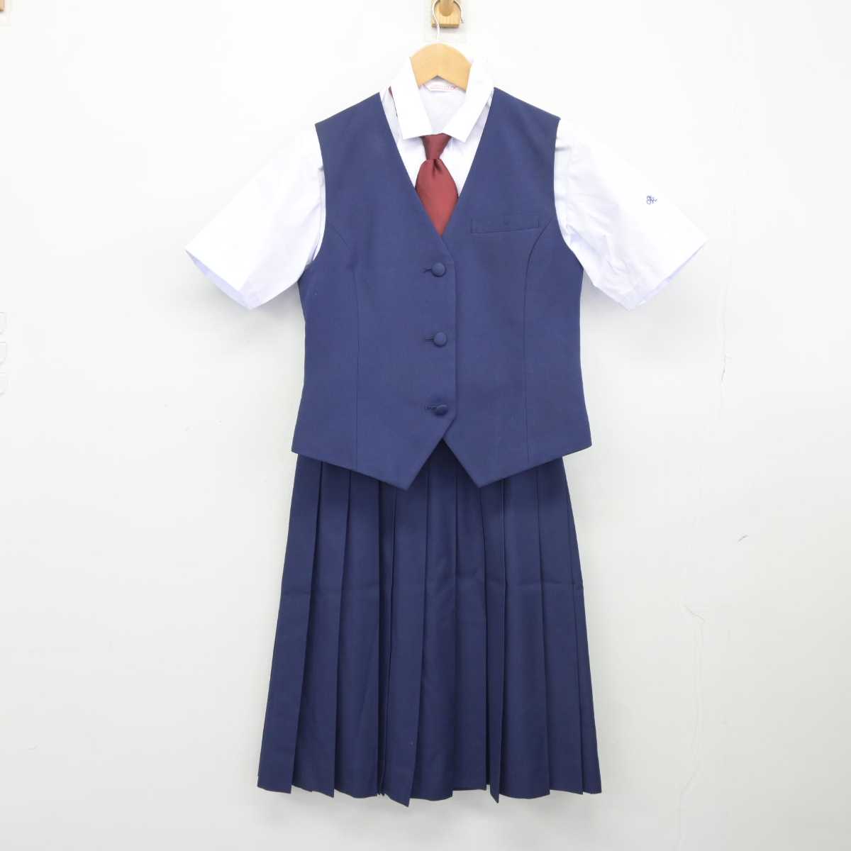 【中古】千葉県 千葉女子高等学校/旧モデル 女子制服 5点（シャツ・ベスト・スカート）sf039771