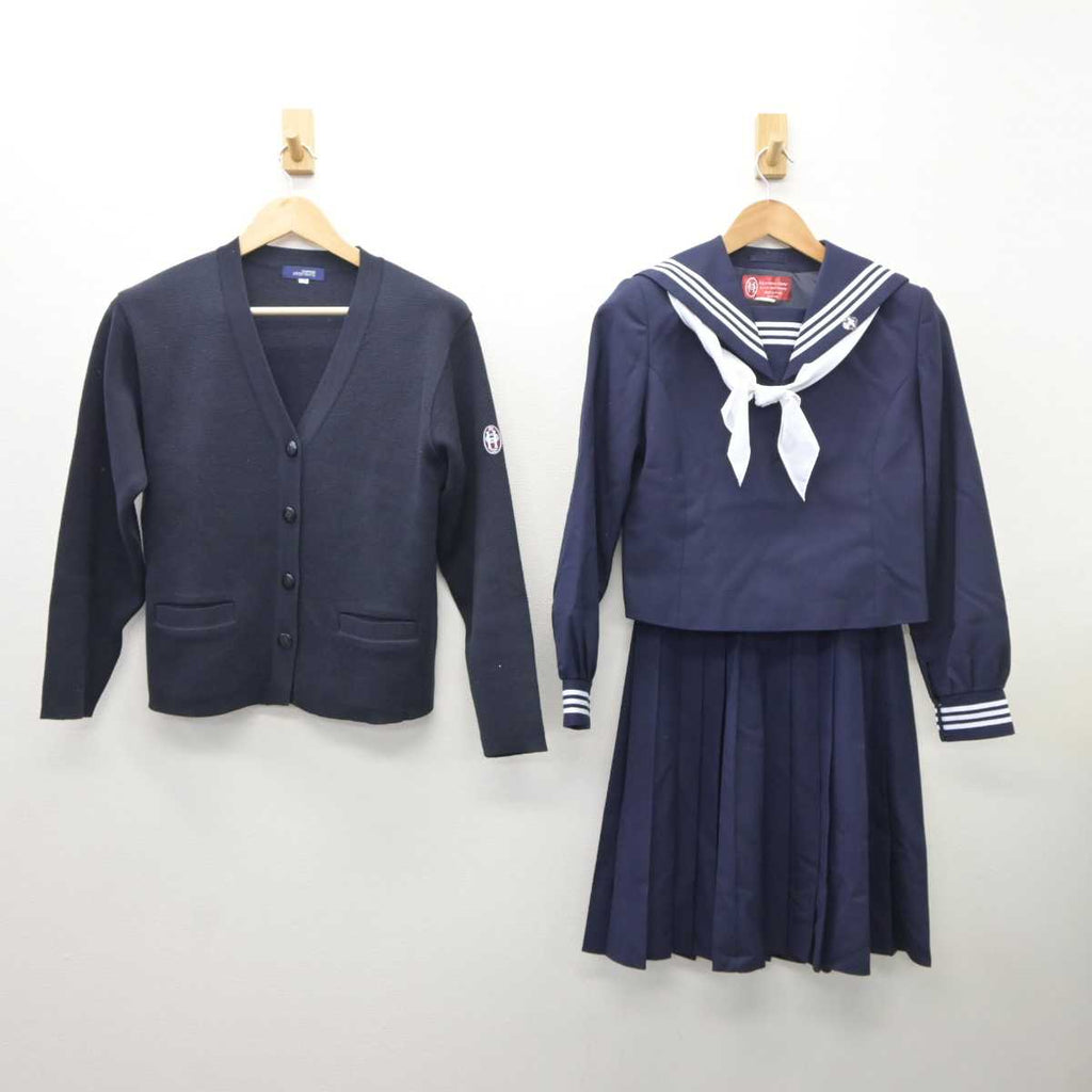 【中古】広島県 比治山女子高等学校 女子制服 5点 (セーラー服・ニット・スカート) sf035574