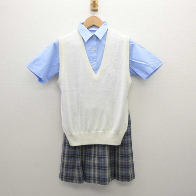 【中古】東京都 日本女子体育大学附属二階堂高等学校 女子制服 3点 (ニットベスト・シャツ・スカート) sf035580