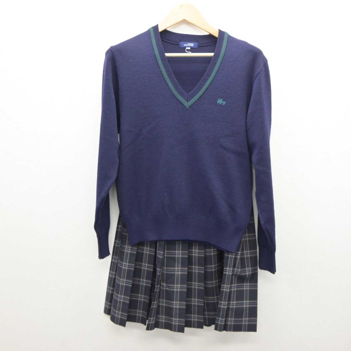 【中古】東京都 志村第四中学校 女子制服 3点 (ブレザー・ニット・スカート) sf035584