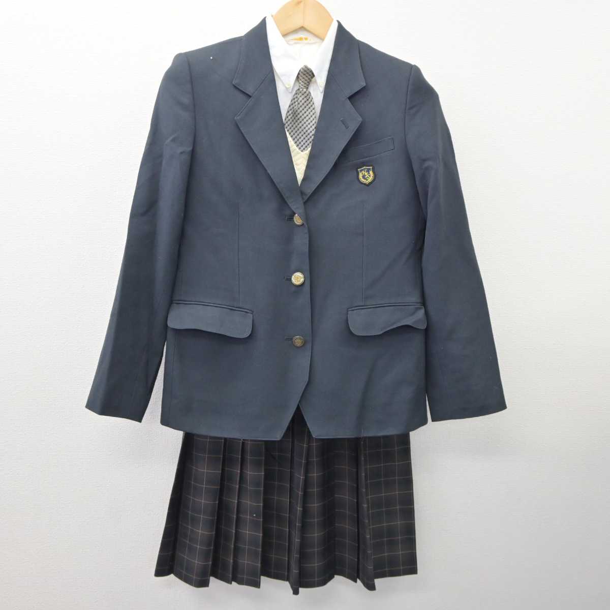 【中古】兵庫県 国際高等学校 女子制服 5点 (ブレザー・ニット・シャツ・スカート) sf035600