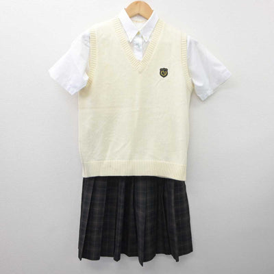 【中古】兵庫県 国際高等学校 女子制服 3点 (ニットベスト・シャツ・スカート) sf035601