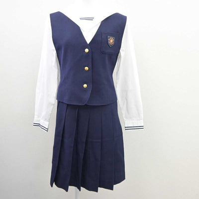 【中古】岡山県 就実高等学校 女子制服 4点 (ブレザー・ベスト・シャツ・スカート) sf035615