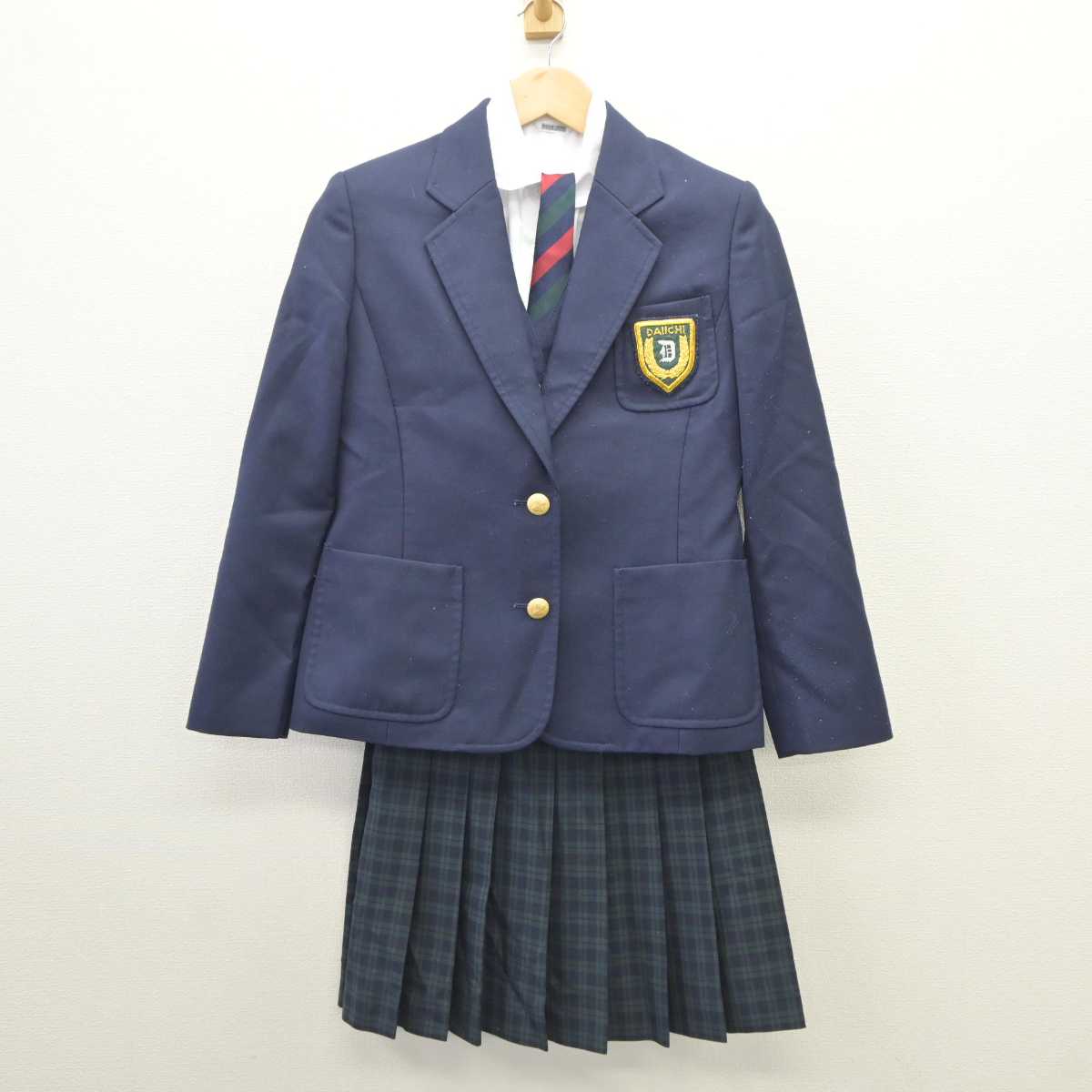 【中古】福岡県 福岡第一高等学校 女子制服 5点 (ブレザー・ベスト・シャツ・スカート) sf035633