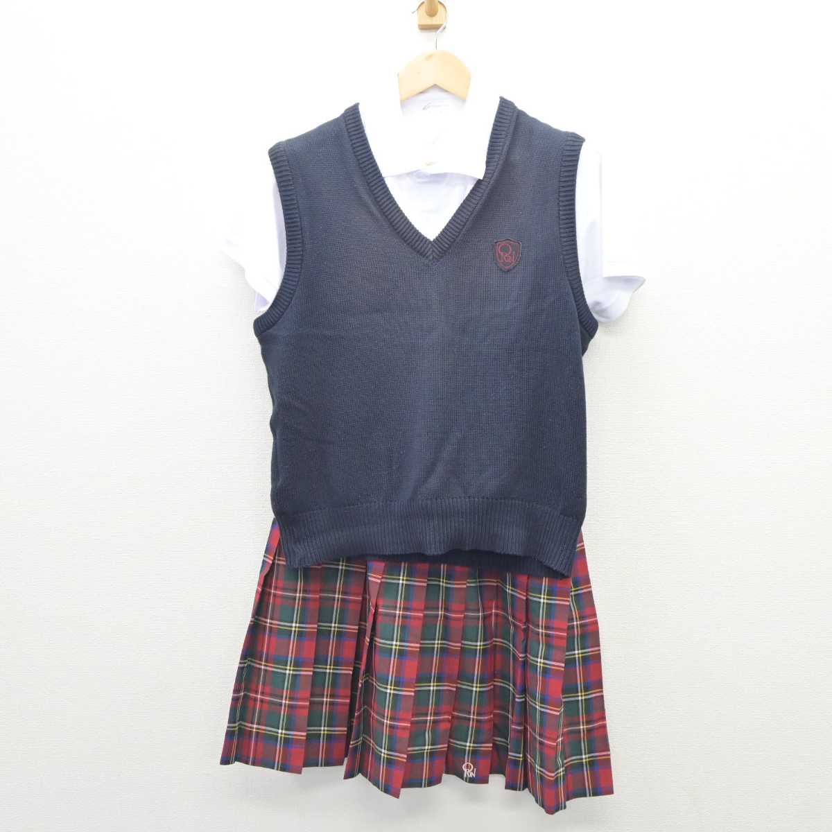 【中古】千葉県 桜林高等学校 女子制服 5点 (ニットベスト・シャツ・スカート) sf035640