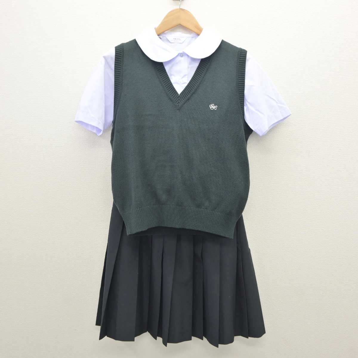 【中古】東京都 品川区立伊藤学園中学校 女子制服 3点 (ニットベスト・シャツ・スカート) sf035655