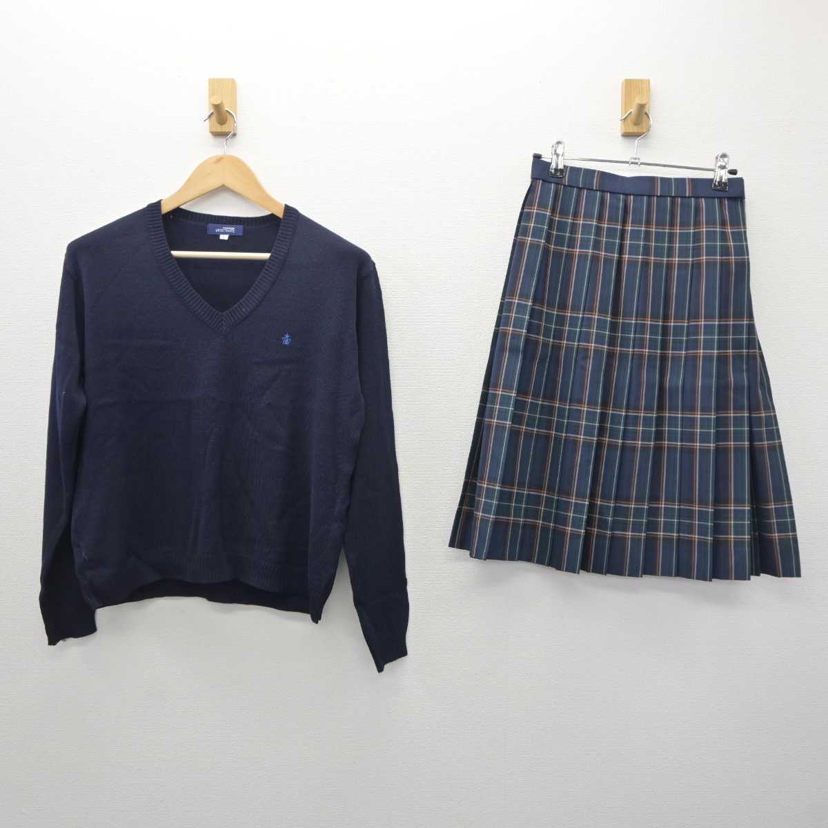 【中古】大阪府 追手門学院大手前中学校高等学校 女子制服 3点 (ニット・スカート) sf035661