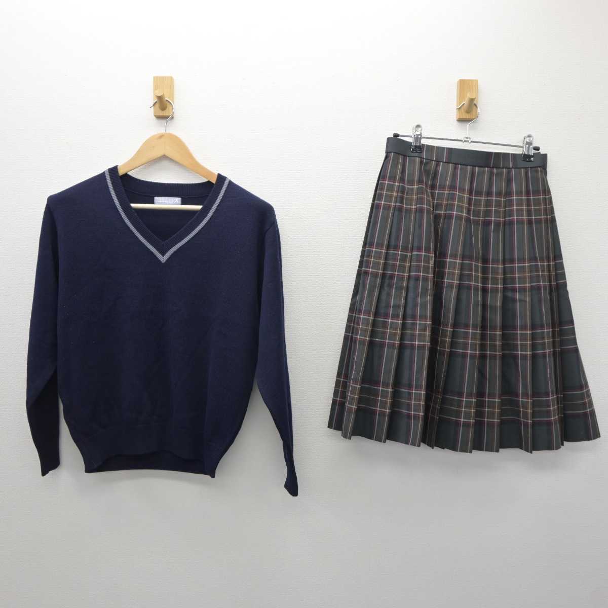 【中古】大阪府 追手門学院大手前中学校高等学校 女子制服 3点 (ニット・スカート) sf035662