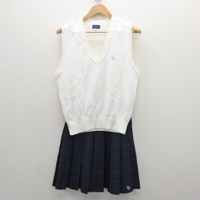 【中古】千葉県 千葉経済付属高等学校 女子制服 2点 (ニットベスト・スカート) sf035675