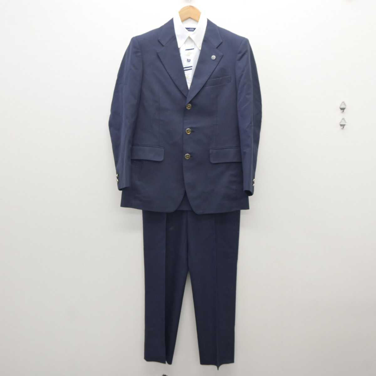 【中古】静岡県 浜松西高等学校 男子制服 5点 (ブレザー・シャツ・ズボン) sf035680