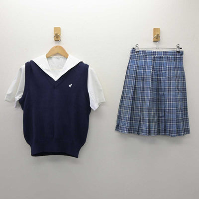 【中古】滋賀県 長浜北星高等学校 女子制服 3点 (ニットベスト・シャツ・スカート) sf035733