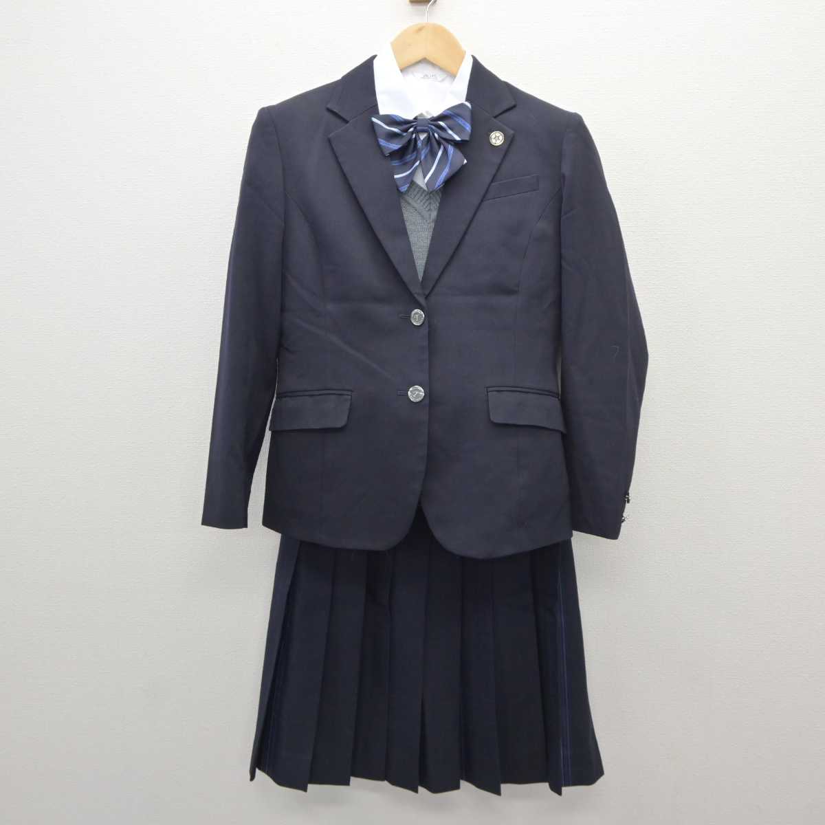 【中古】神奈川県 高津高等学校 女子制服 6点 (ブレザー・ニット・シャツ・スカート) sf035769