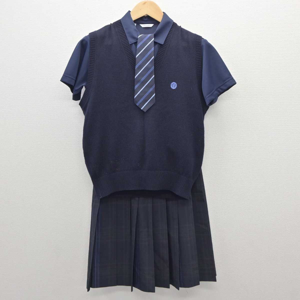 【中古】神奈川県 高津高等学校 女子制服 4点 (ニットベスト・シャツ・スカート) sf035770