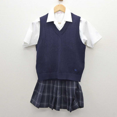 【中古】東京都 大妻中野高等学校 女子制服 3点 (ニットベスト・シャツ・スカート) sf035848