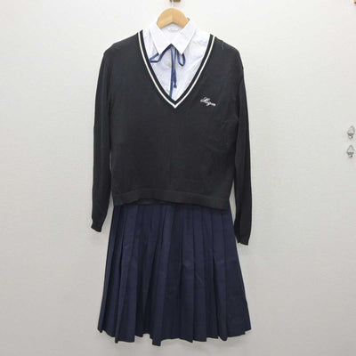 【中古】福岡県 明善高等学校 女子制服 5点 (ブレザー・ニット・シャツ・スカート) sf035852