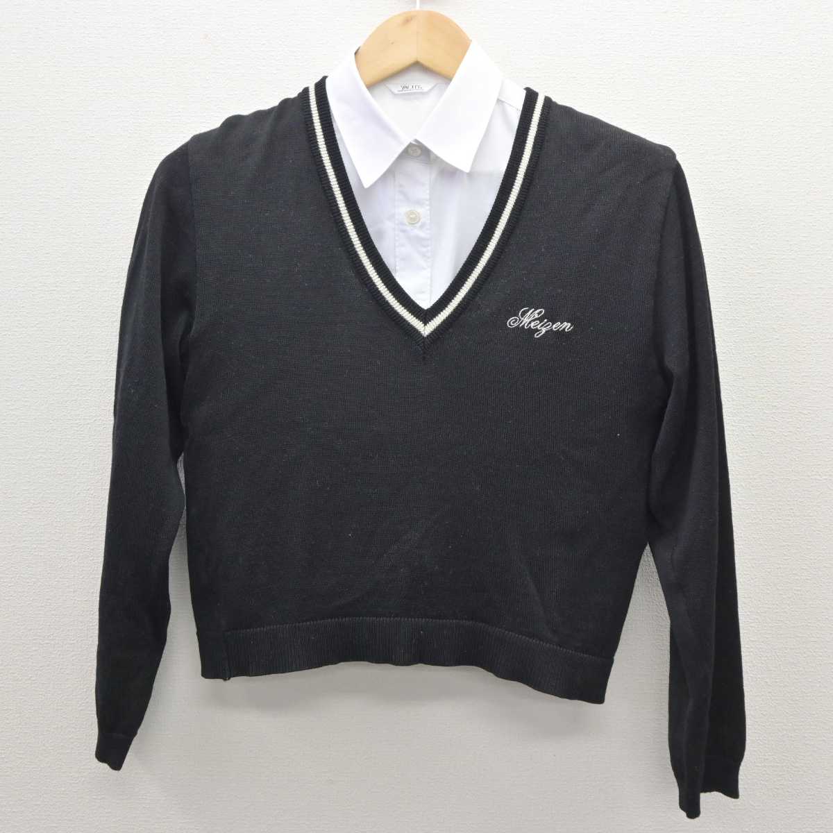 【中古】福岡県 明善高等学校 女子制服 2点 (ニット・シャツ) sf035853