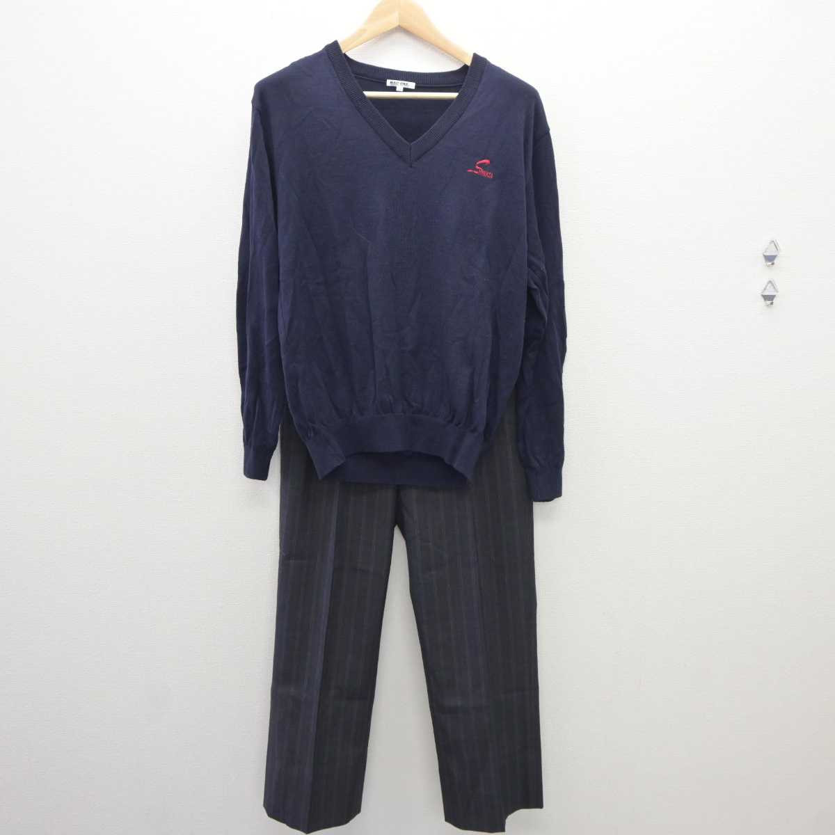 【中古】宮城県 柴田高等学校 男子制服 5点 (ブレザー・ニット・ズボン) sf035879