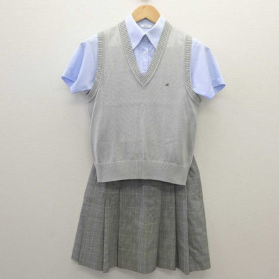 【中古】神奈川県 川崎高等学校 女子制服 3点 (ニットベスト・シャツ・スカート) sf035884