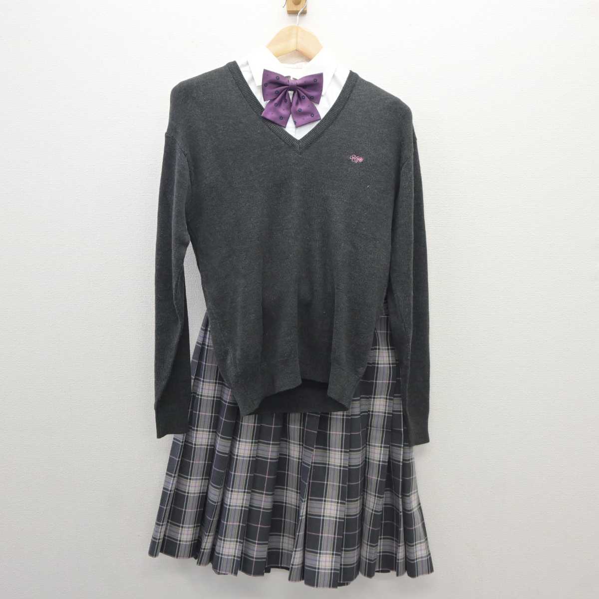 【中古】奈良県 奈良文化高等学校  女子制服 5点 (ブレザー・ニット・シャツ・スカート) sf035898