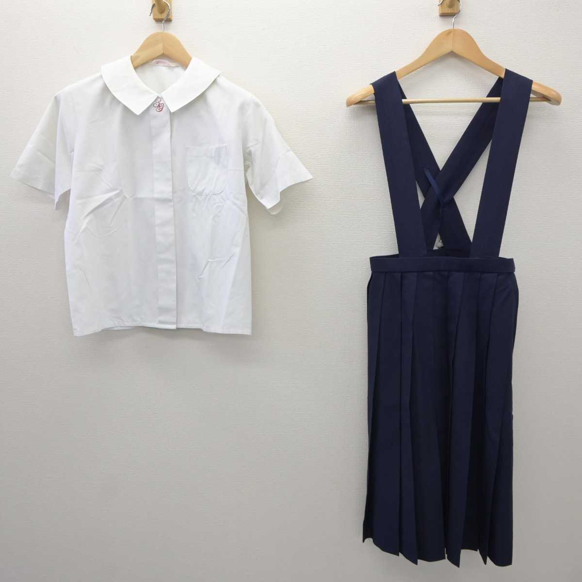 【中古】兵庫県 夙川中学校 女子制服 2点 (シャツ・スカート) sf035899