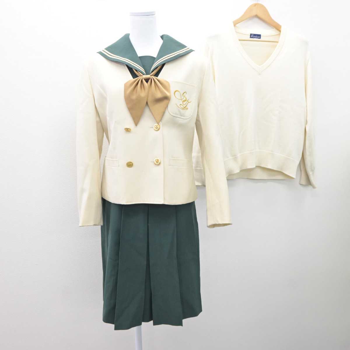 【中古】福島県 須賀川桐陽高等学校 女子制服 5点 (ブレザー・ニット・セーラー服・スカート) sf035917