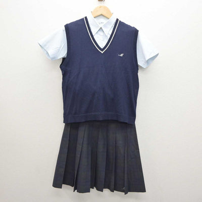 【中古】埼玉県 松伏高等学校 女子制服 3点 (ニットベスト・シャツ・スカート) sf035937