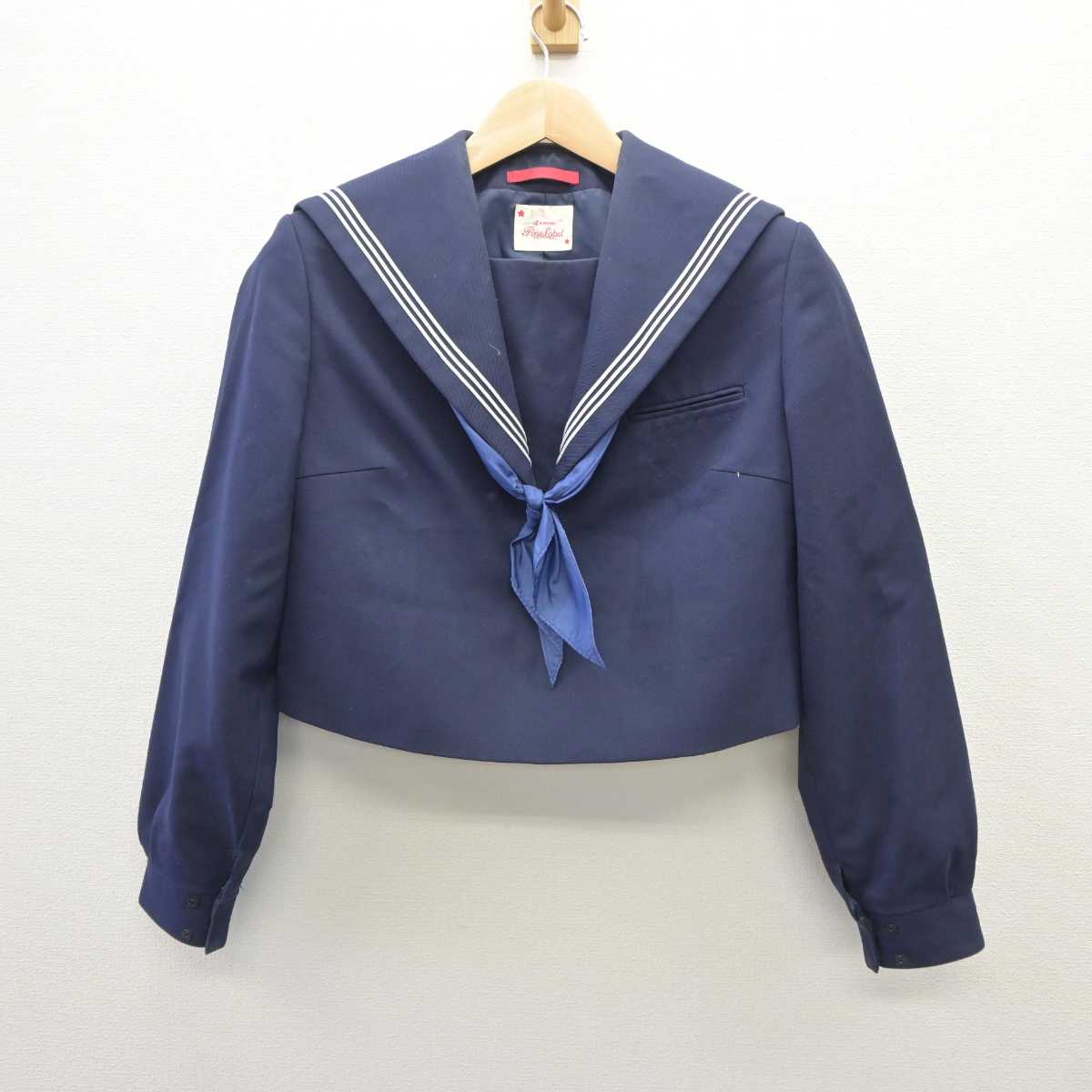 【中古】福岡県 福岡中学校 女子制服 3点 (セーラー服・ジャンパースカート) sf035954