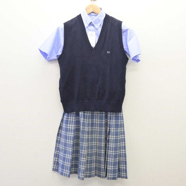 神奈川県 橘学苑中学高校 夏制服 チェックスカート W66×L51