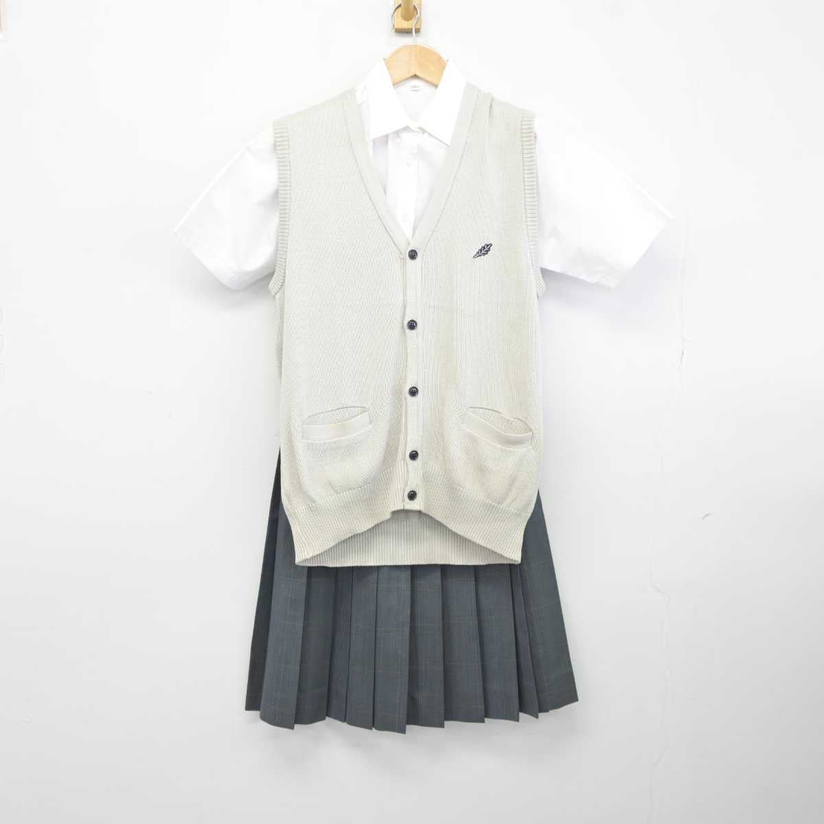 【中古】千葉県 柏井高等学校 女子制服 3点 (シャツ・ニットベスト・スカート) sf039977