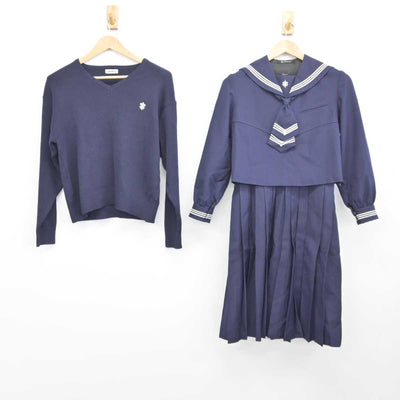 【中古】神奈川県 湘南白百合学園中学校 女子制服 4点 (セーラー服・ニット・スカート) sf039991