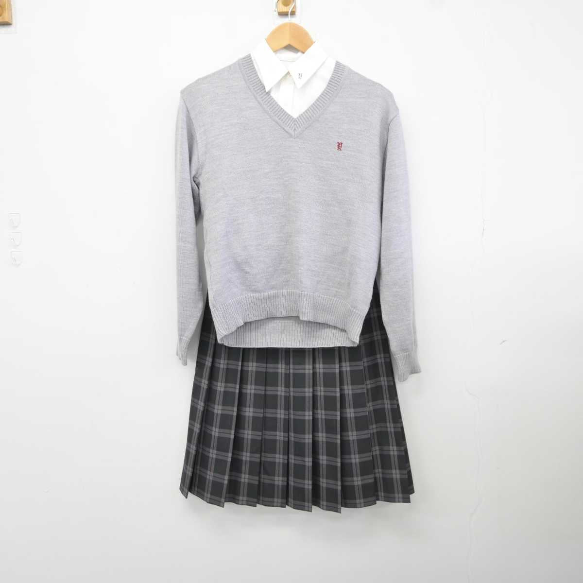 【中古】広島県 安古市高等学校 女子制服 3点 (シャツ・ニット・スカート) sf040005