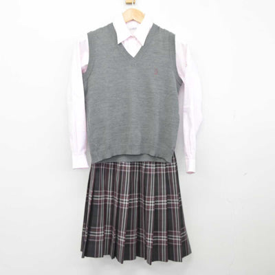 【中古】東京都 潤徳女子高等学校 女子制服 4点 (ニットベスト・シャツ・スカート) sf040010