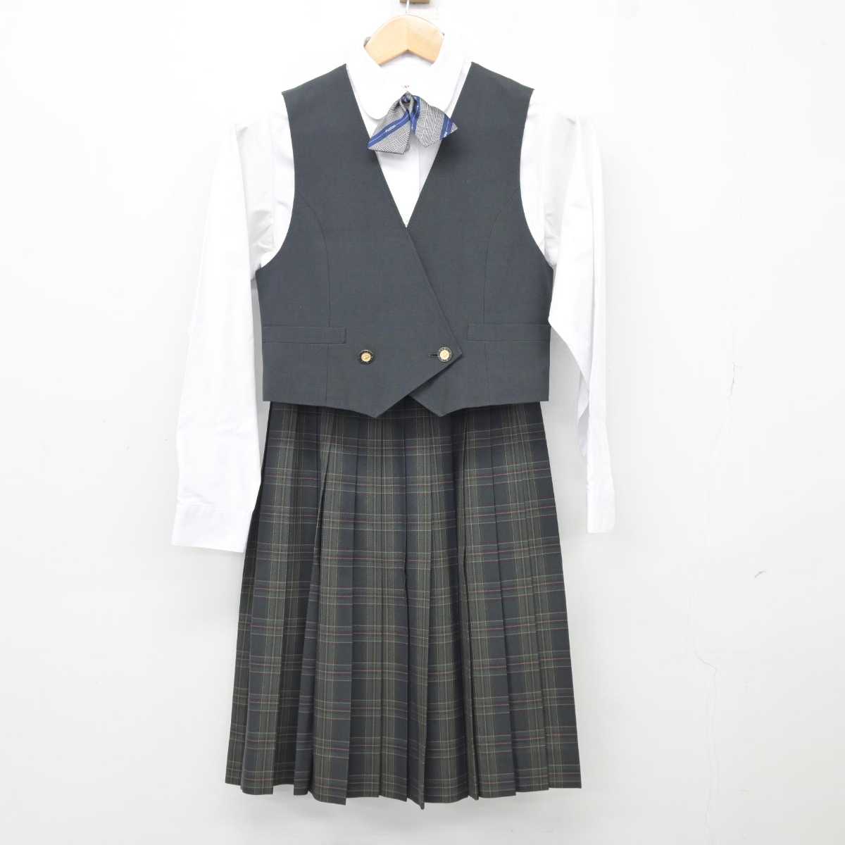 【中古】北海道 伏見中学校 女子制服 5点 (ブレザー・シャツ・ベスト・スカート) sf040144