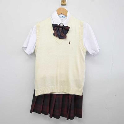 【中古】東京都 豊島高等学校 女子制服 4点 (ニットベスト・シャツ・スカート) sf040157