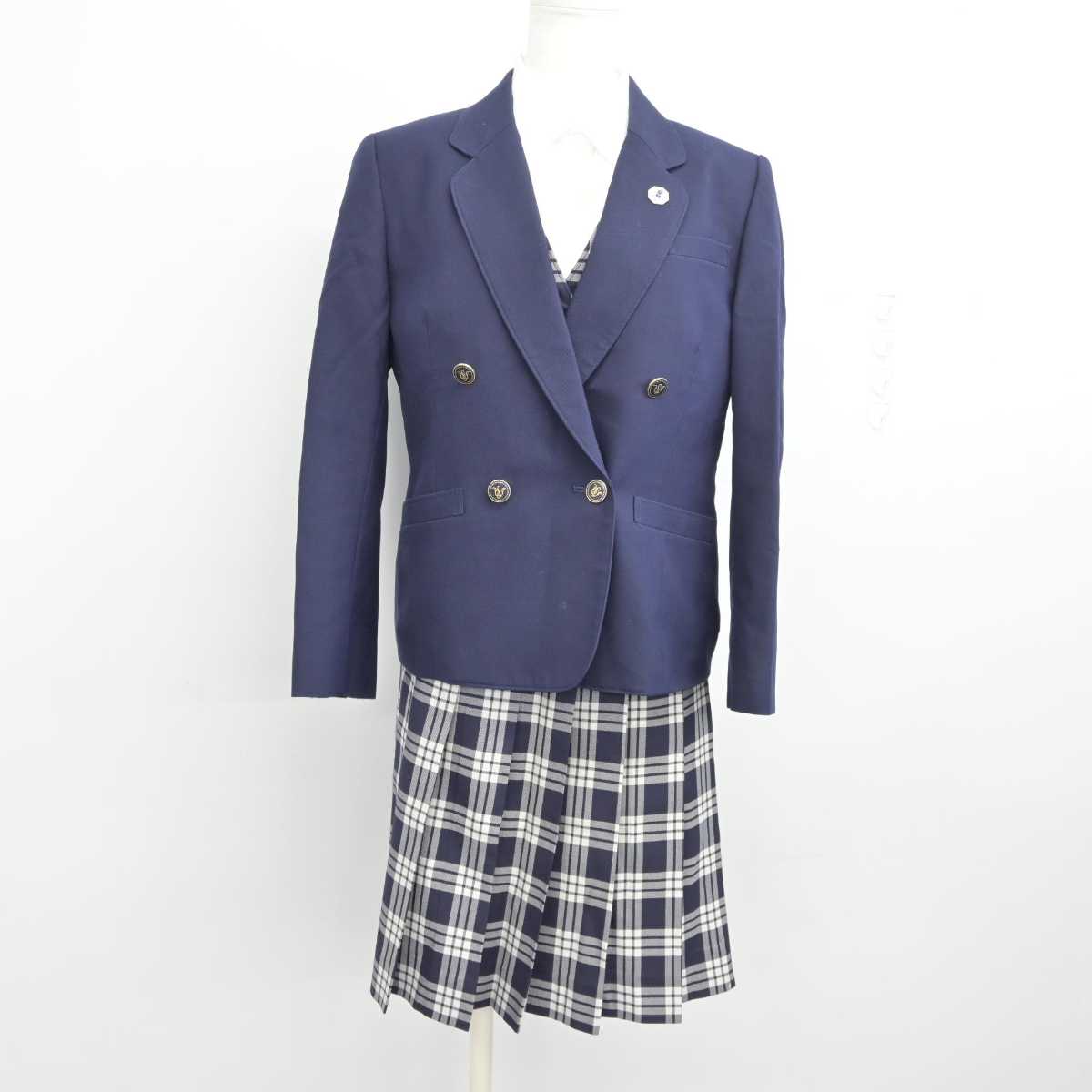 【中古】宮城県 聖和学園高等学校 女子制服 5点 (ブレザー・ベスト・シャツ・スカート) sf040171